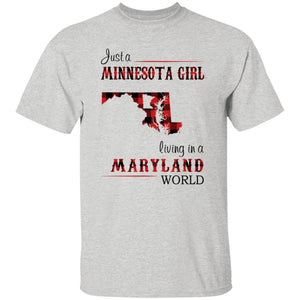Just A Minnesota Girl Living In A Maryland World T-shirt - T-shirt Born Live Plaid Red Teezalo