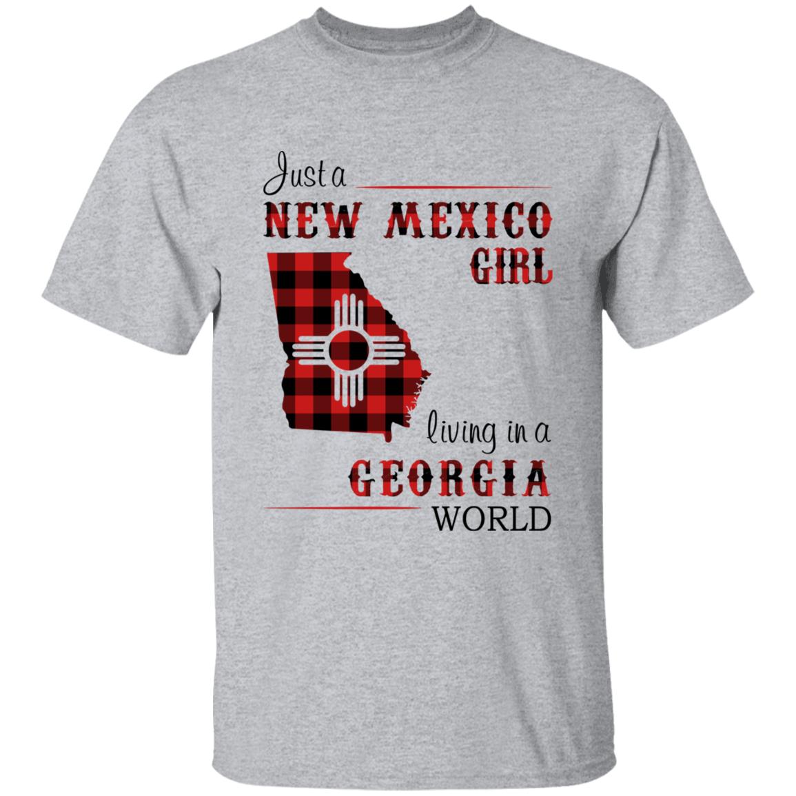 Just A New Mexico Girl Living In A Georgia World T-shirt - T-shirt Born Live Plaid Red Teezalo