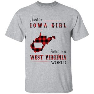 Just An Iowa Girl Living In A West Virginia World T-shirt - T-shirt Born Live Plaid Red Teezalo