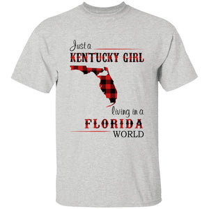 Just A Kentucky Girl Living In A Florida World T-shirt - T-shirt Born Live Plaid Red Teezalo
