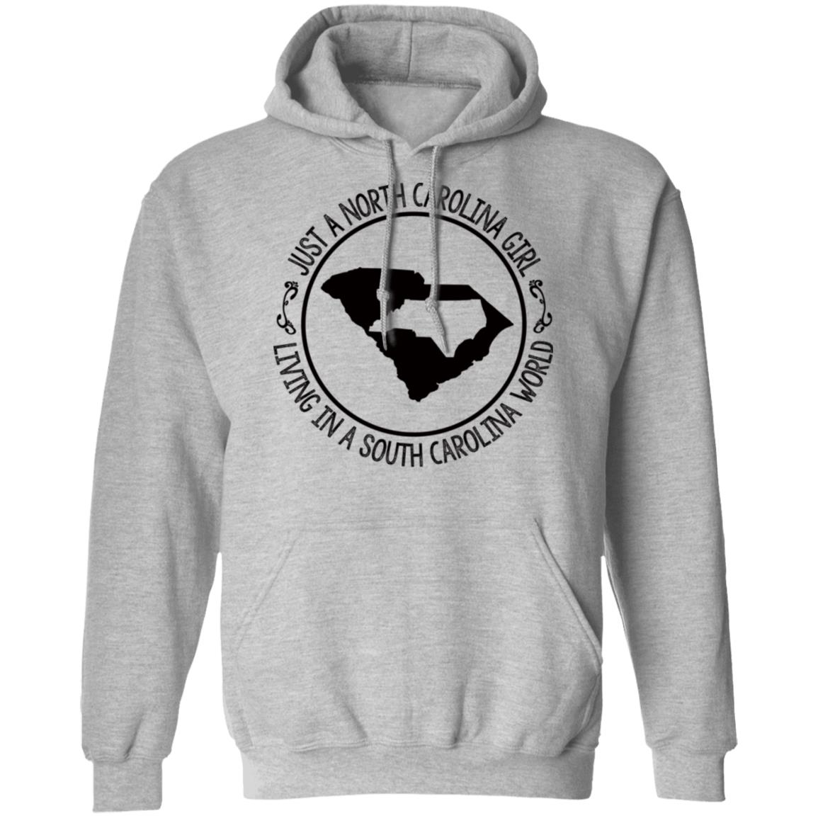 North Carolina Girl Living In South Carolina World T- Shirt - T-shirt Teezalo