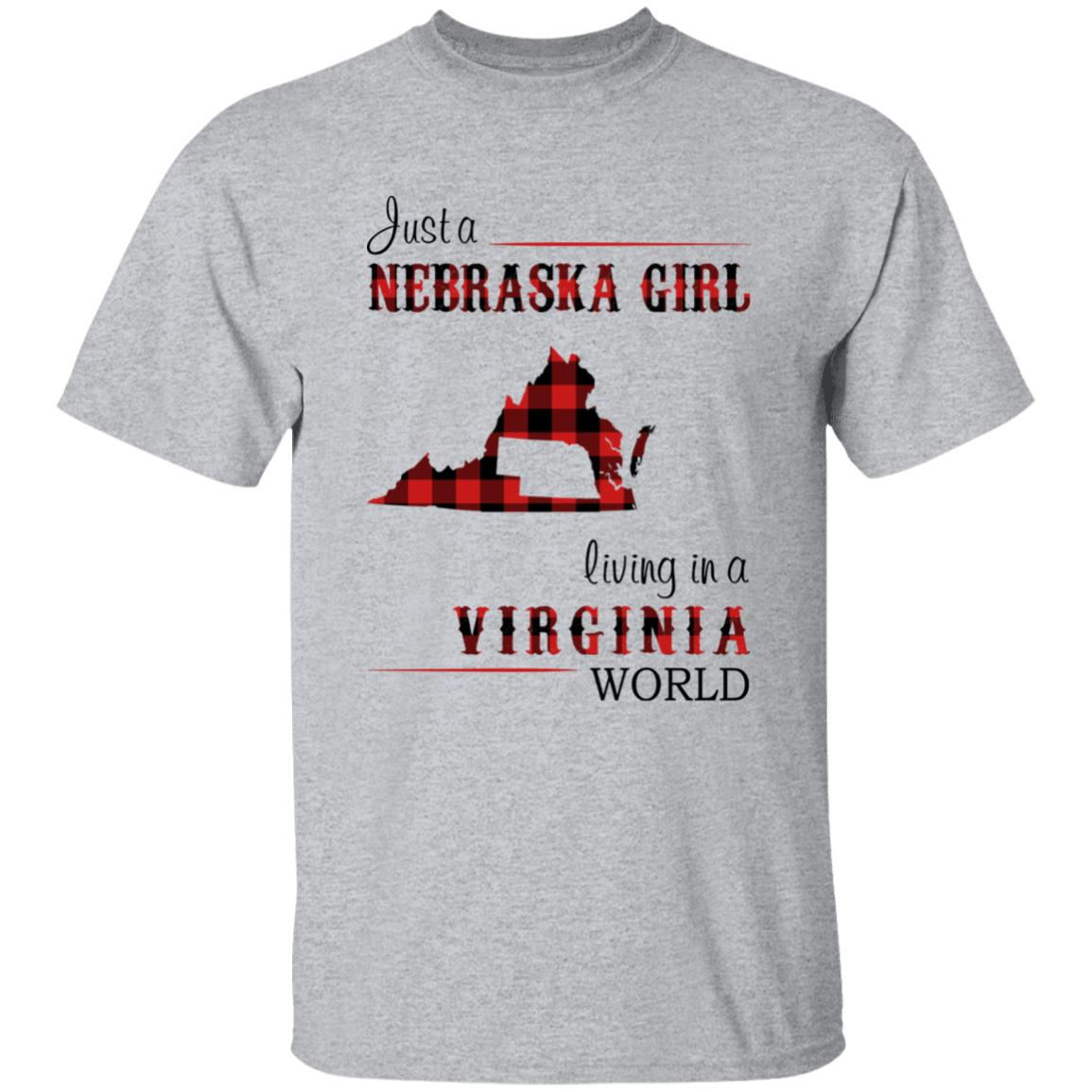 Just A Nebraska Girl Living In A Virginia World T-shirt - T-shirt Born Live Plaid Red Teezalo