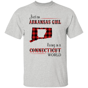 Just An Arkansas Girl Living In A Connecticut World T-shirt - T-shirt Born Live Plaid Red Teezalo