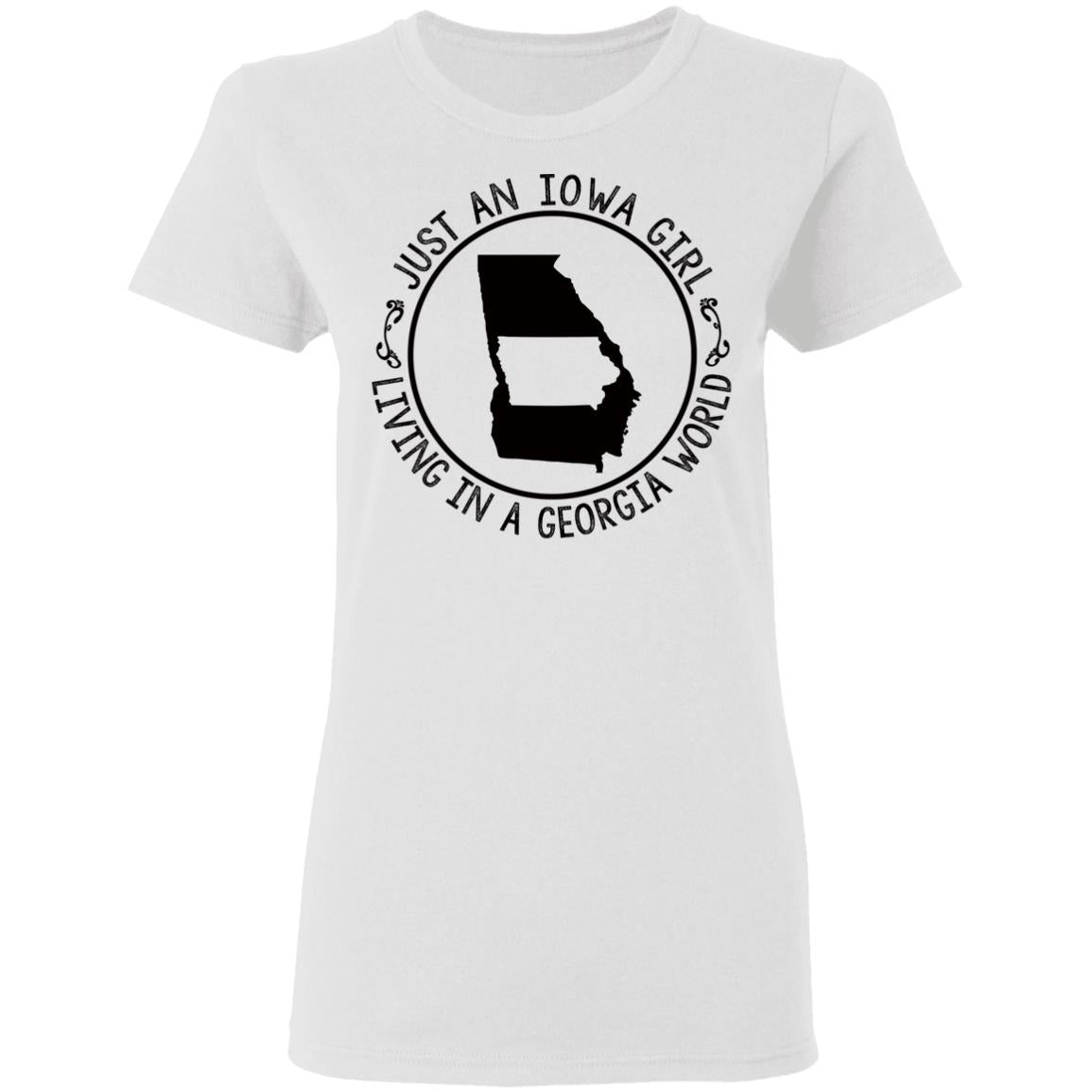 Just An Iowa Girl Living In A Georgia World Hoodie - Hoodie Teezalo