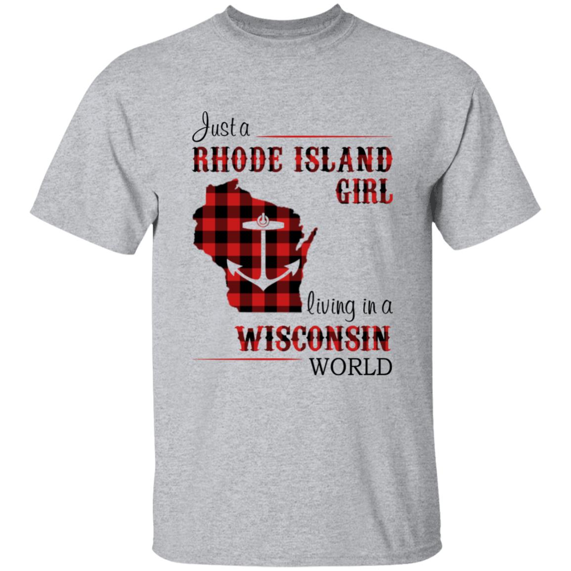 Just A Rhode Island Girl Living In A Wisconsin World T-shirt - T-shirt Born Live Plaid Red Teezalo