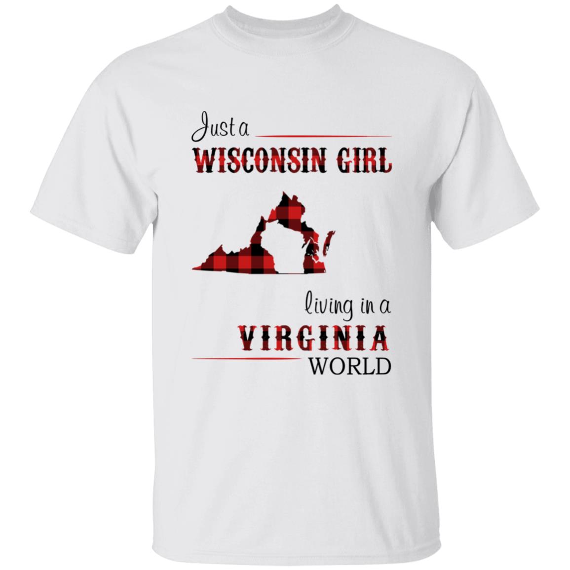 Just A Wisconsin Girl Living In A Virginia World T-shirt - T-shirt Born Live Plaid Red Teezalo