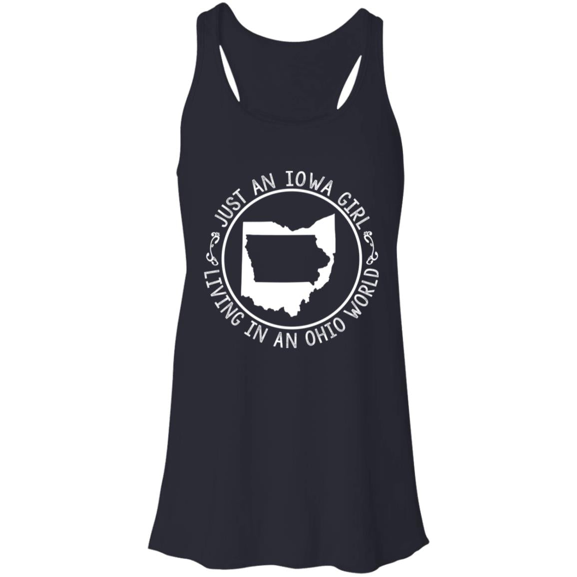 Just An Iowa Girl Living In An Ohio World T- Shirt - T-shirt Teezalo