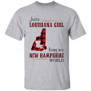 Just A Louisiana Girl Living In A New Hampshire World T-shirt - T-shirt Born Live Plaid Red Teezalo