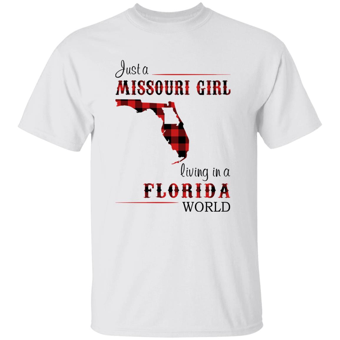 Just A Missouri Girl Living In A Florida World T-shirt - T-shirt Born Live Plaid Red Teezalo