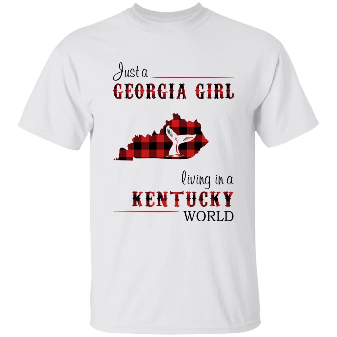 Just A Georgia Girl Living In A Kentucky World T-shirt - T-shirt Born Live Plaid Red Teezalo