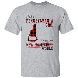 Just A Pennsylvania Girl Living In A New Hampshire World T-shirt - T-shirt Born Live Plaid Red Teezalo