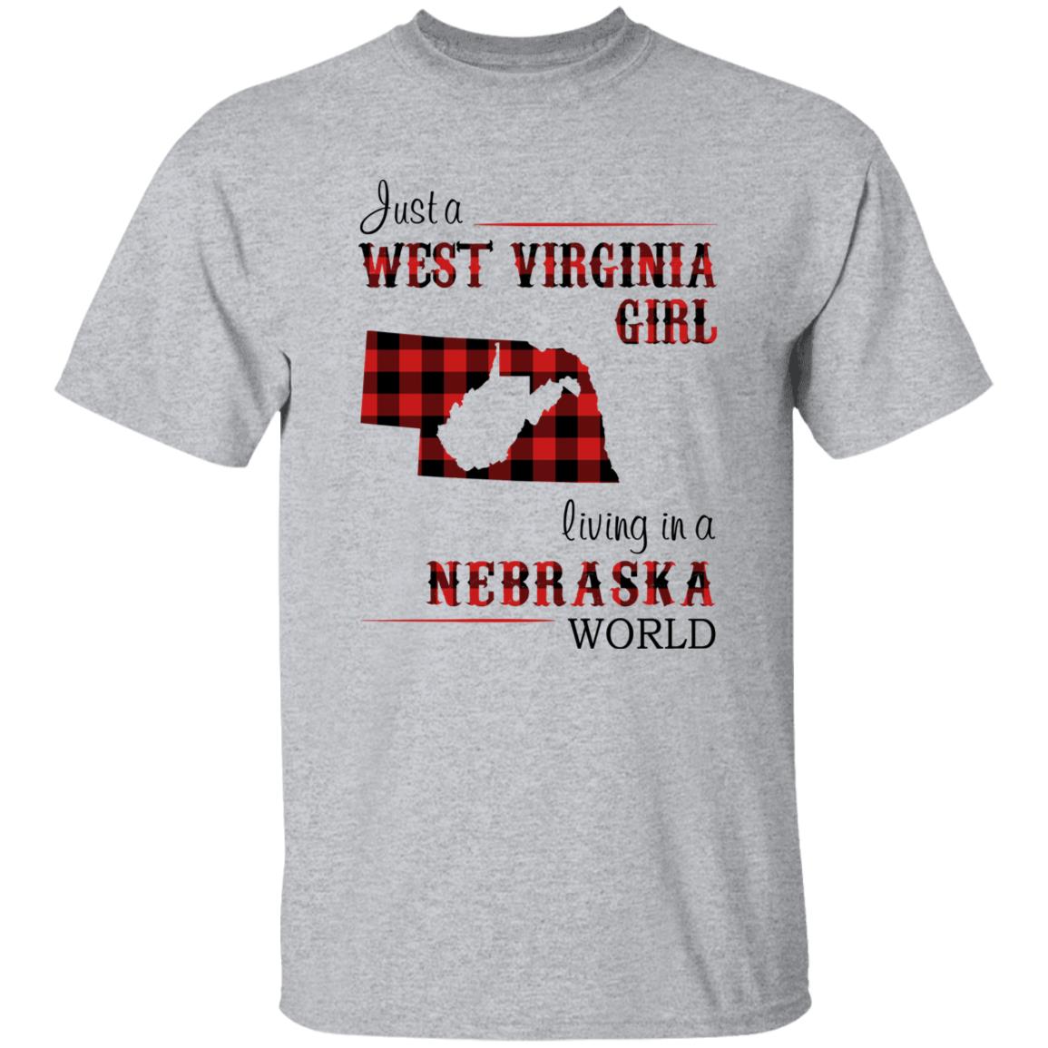 Just A West Virginia Girl Living In A Nebraska World T-shirt - T-shirt Born Live Plaid Red Teezalo