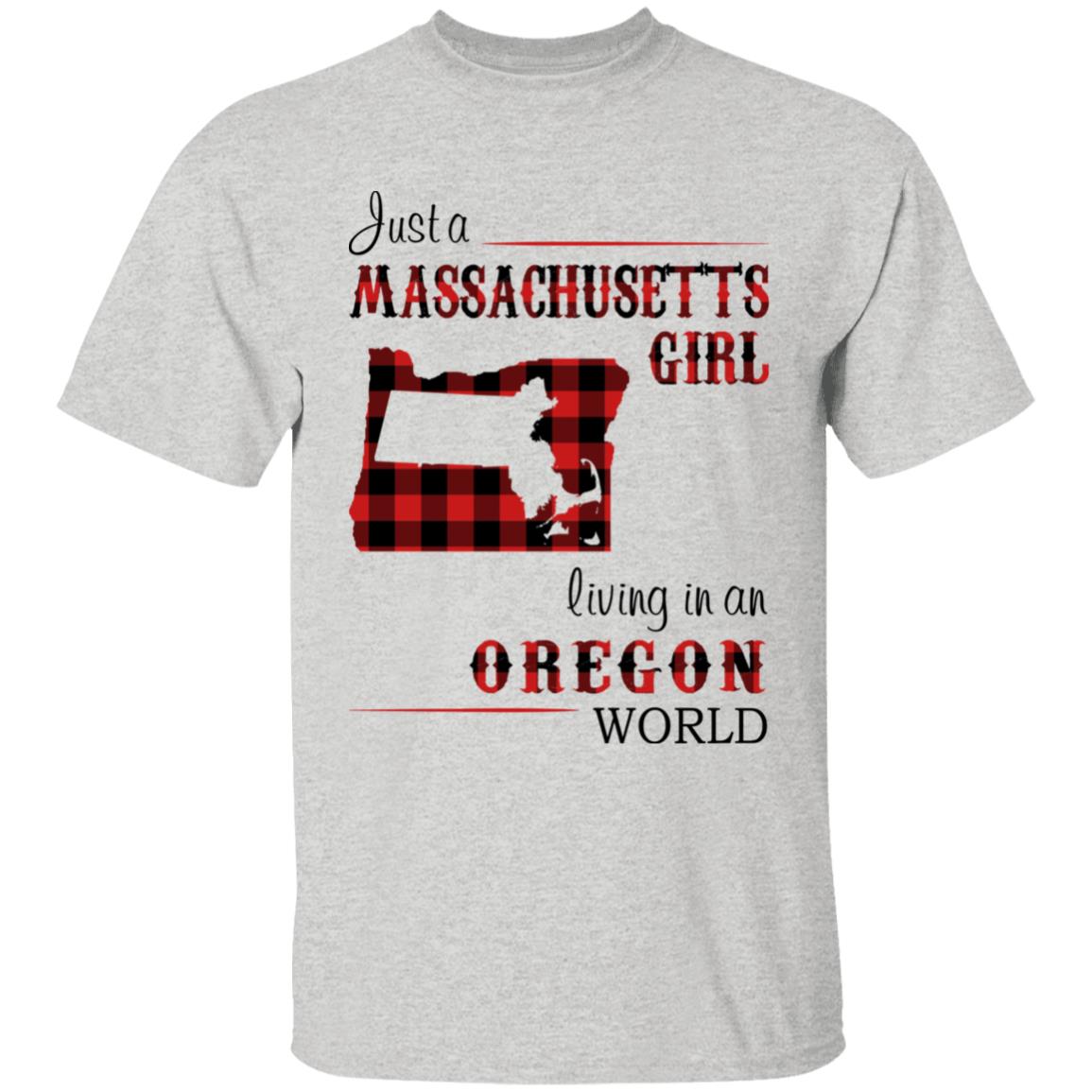 Just A Massachusetts Girl Living In An Oregon World T-shirt - T-shirt Born Live Plaid Red Teezalo