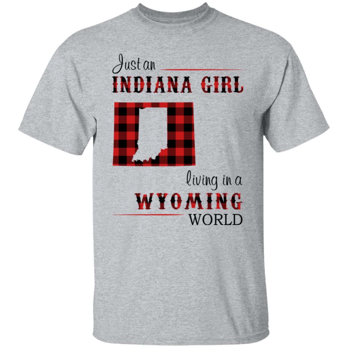 Just An Indiana Girl Living In A Wyoming  World T-Shirt - T-shirt Born Live Plaid Red Teezalo
