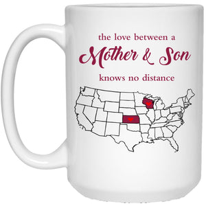 Kansas Wisconsin The Love Between Mother And Son Mug - Mug Teezalo