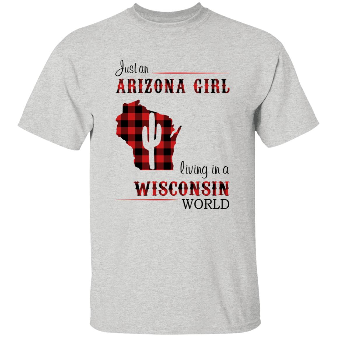 Just An Arizona Girl Living In A Wisconsin World T-shirt - T-shirt Born Live Plaid Red Teezalo