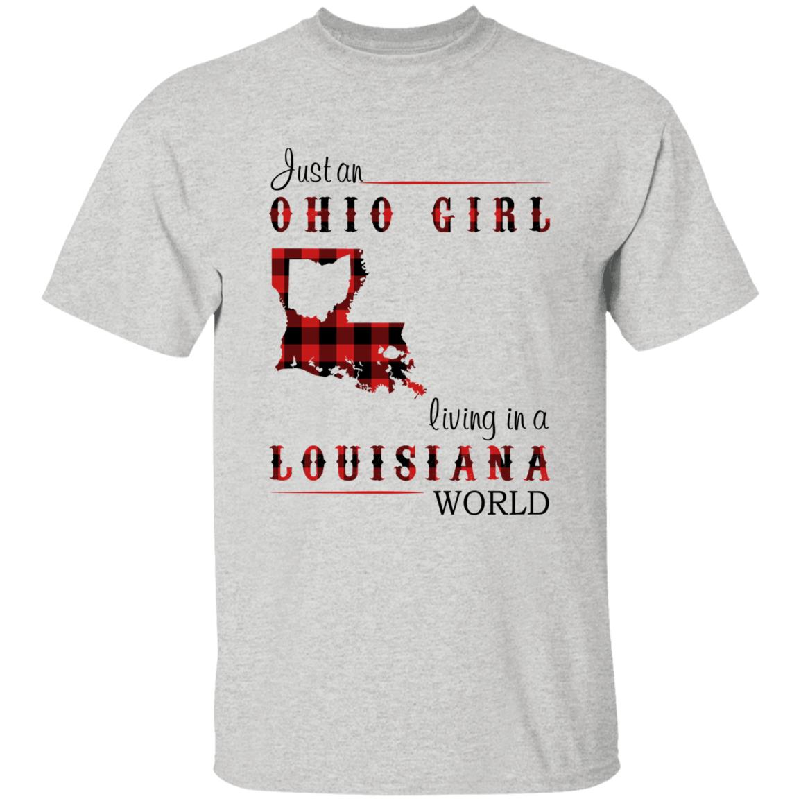 Just An Ohio Girl Living In A Louisiana World T-shirt - T-shirt Born Live Plaid Red Teezalo