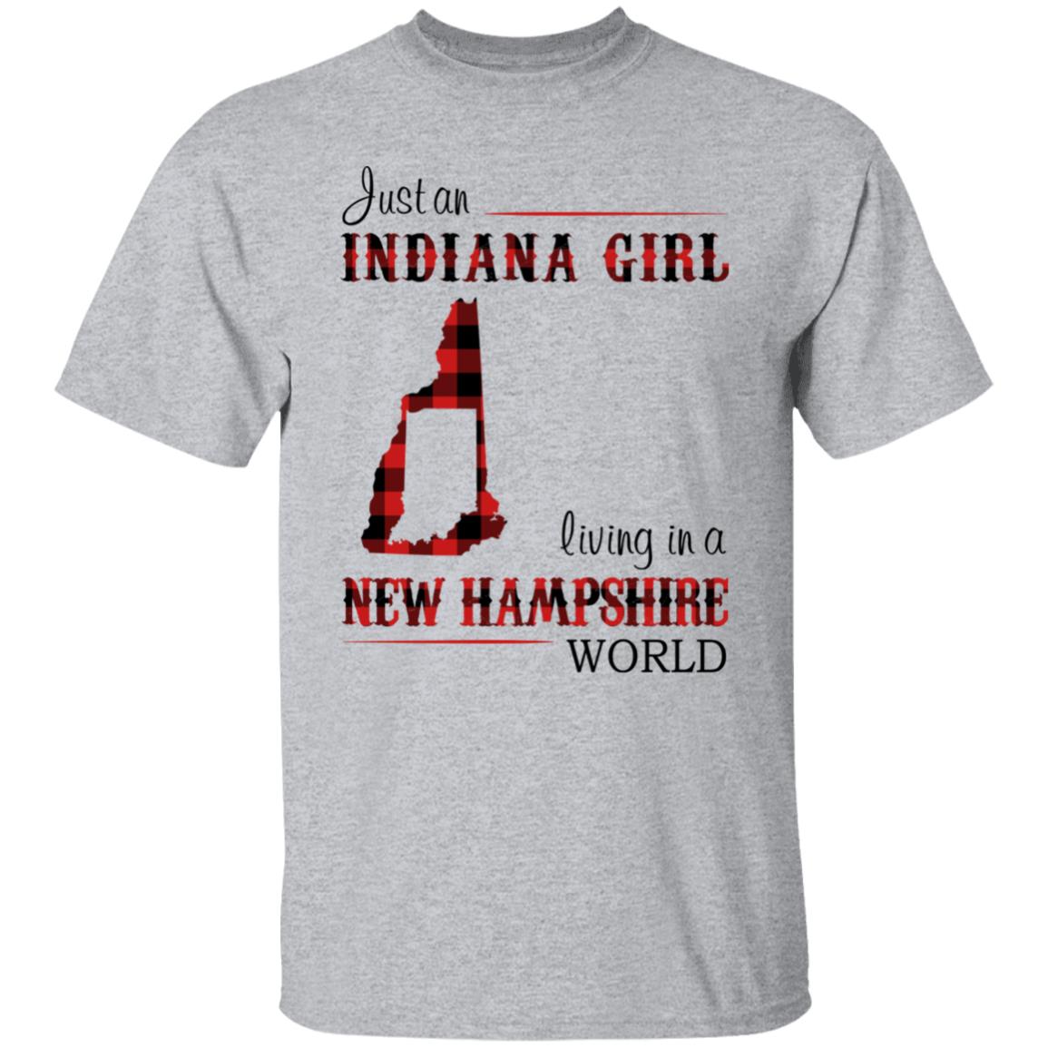 Just An Indiana Girl Living In A New Hampshire World T-Shirt - T-shirt Born Live Plaid Red Teezalo