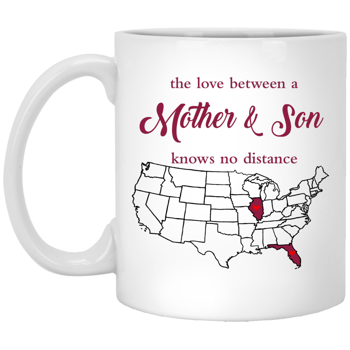 Florida Illinois The Love Between Mother And Son Mug - Mug Teezalo