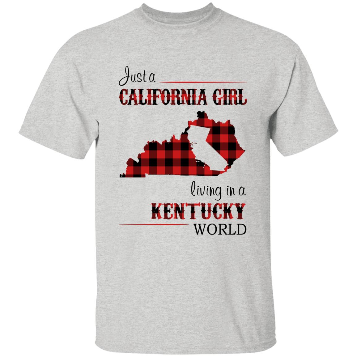 Just A California Girl Living In A Kentucky World T-Shirt - T-shirt Born Live Plaid Red Teezalo