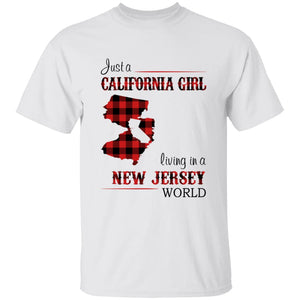 Just A California Girl Living In A New Jersey World T-Shirt - T-shirt Born Live Plaid Red Teezalo