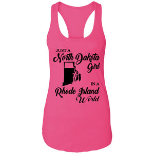 Just A North Dakota Girl In A Rhode Island World T Shirt - T-shirt Teezalo