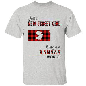 Just A New Jersey Girl Living In A Kansas World T-shirt - T-shirt Born Live Plaid Red Teezalo
