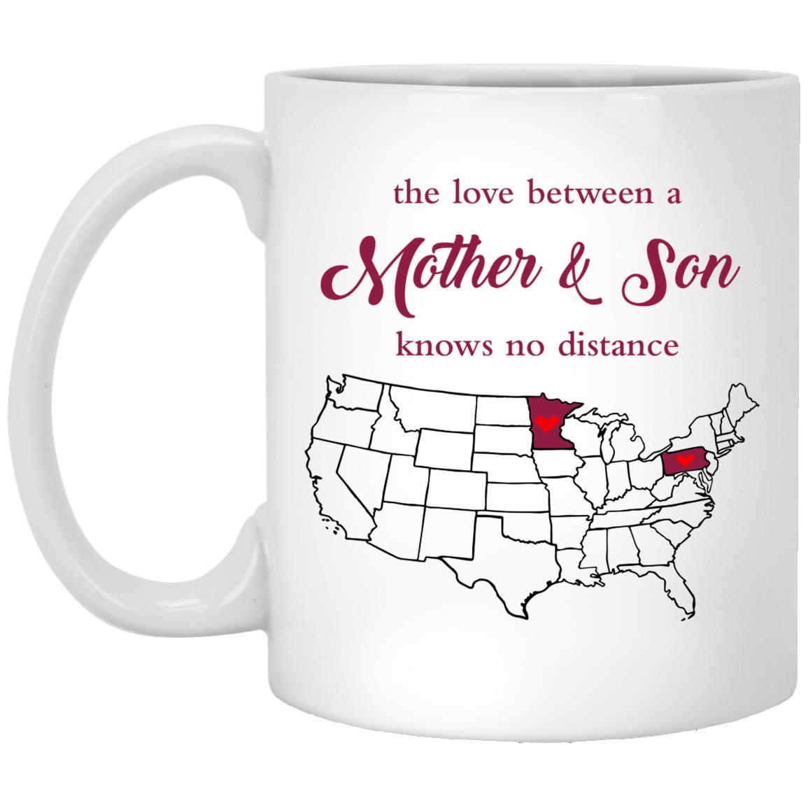 Minnesota Pennylvania The Love Between Mother And Son Mug - Mug Teezalo