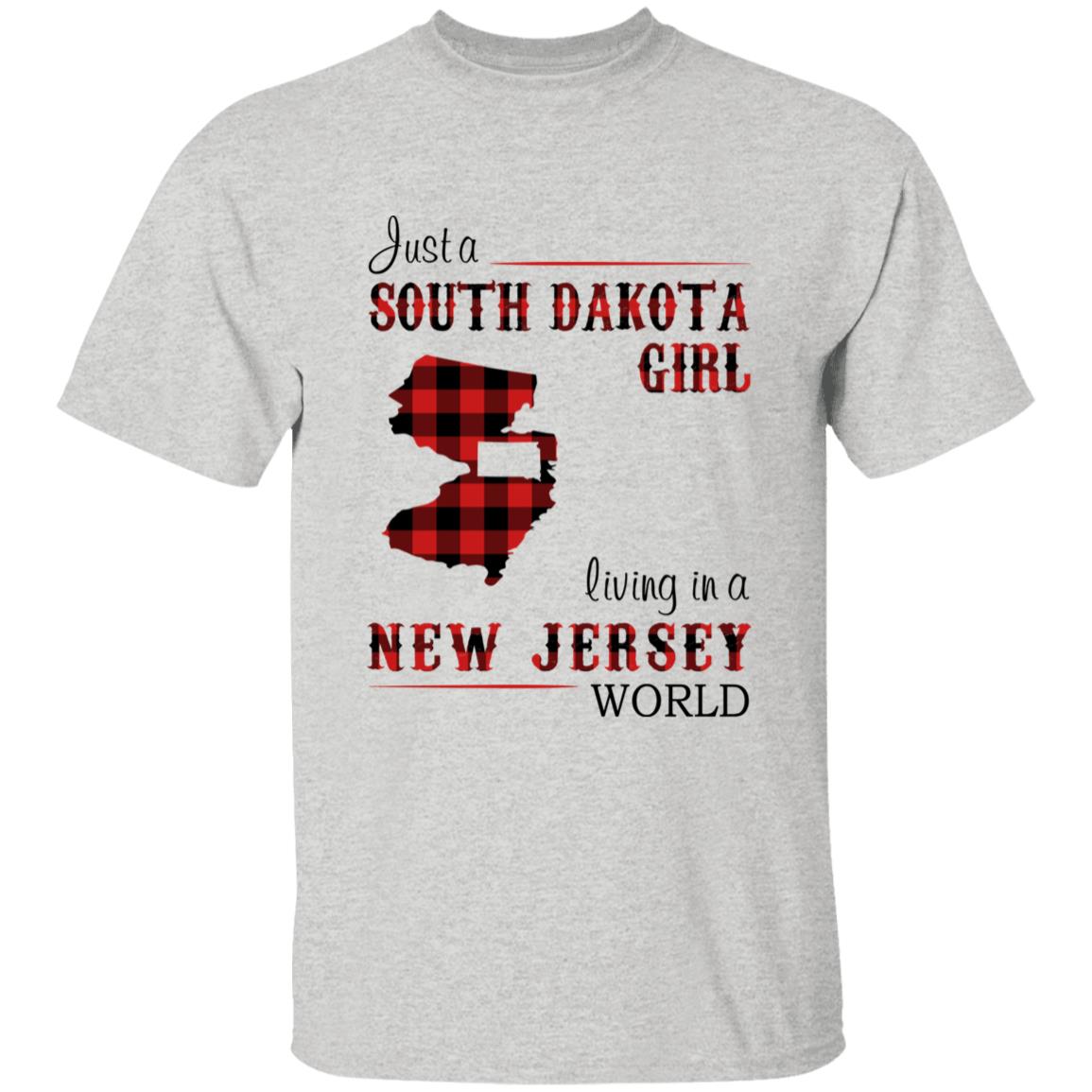 Just A South Dakota Girl Living In A New Jersey   World T-shirt - T-shirt Born Live Plaid Red Teezalo