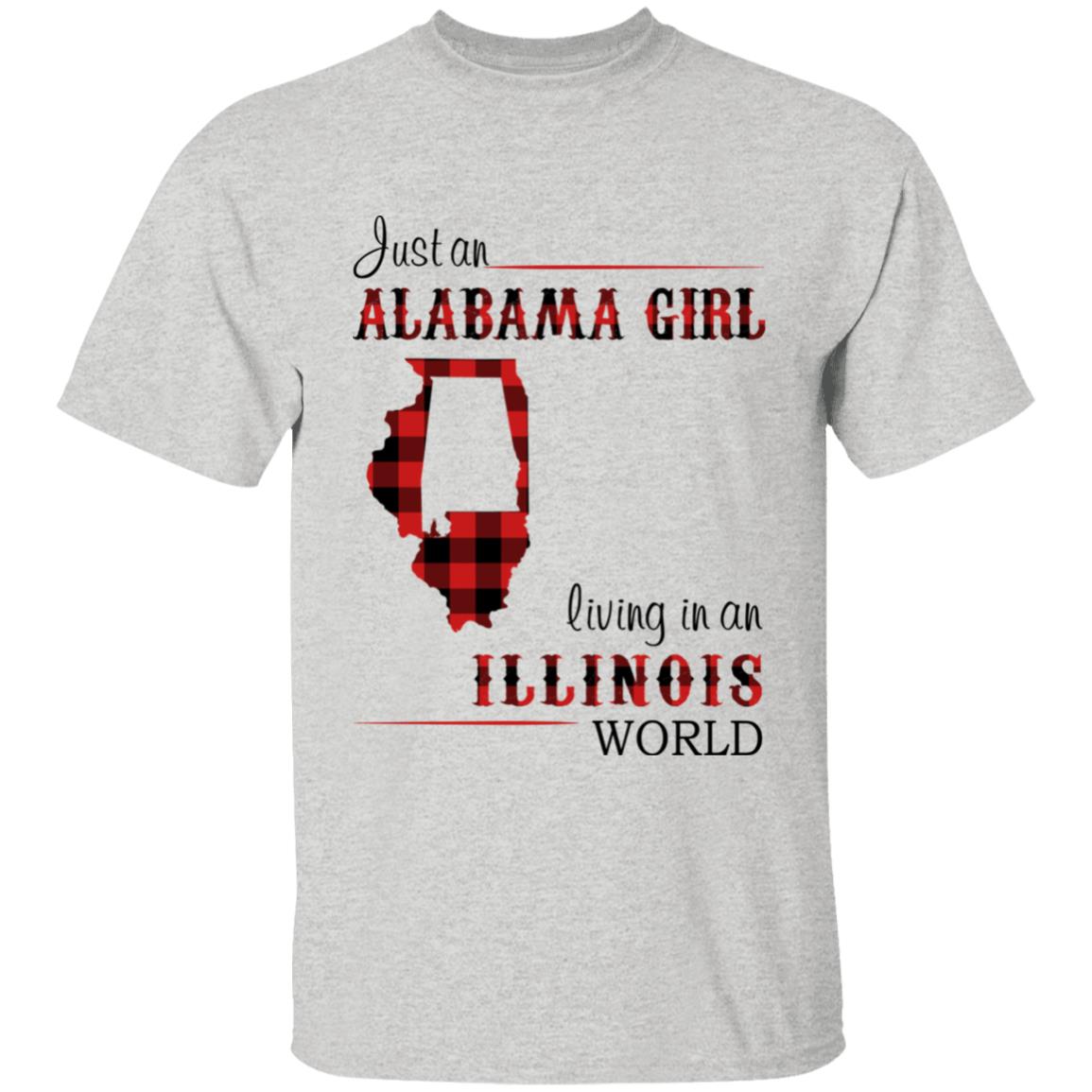 Just An Alabama Girl Living In An Illinois World T-shirt - T-shirt Born Live Plaid Red Teezalo
