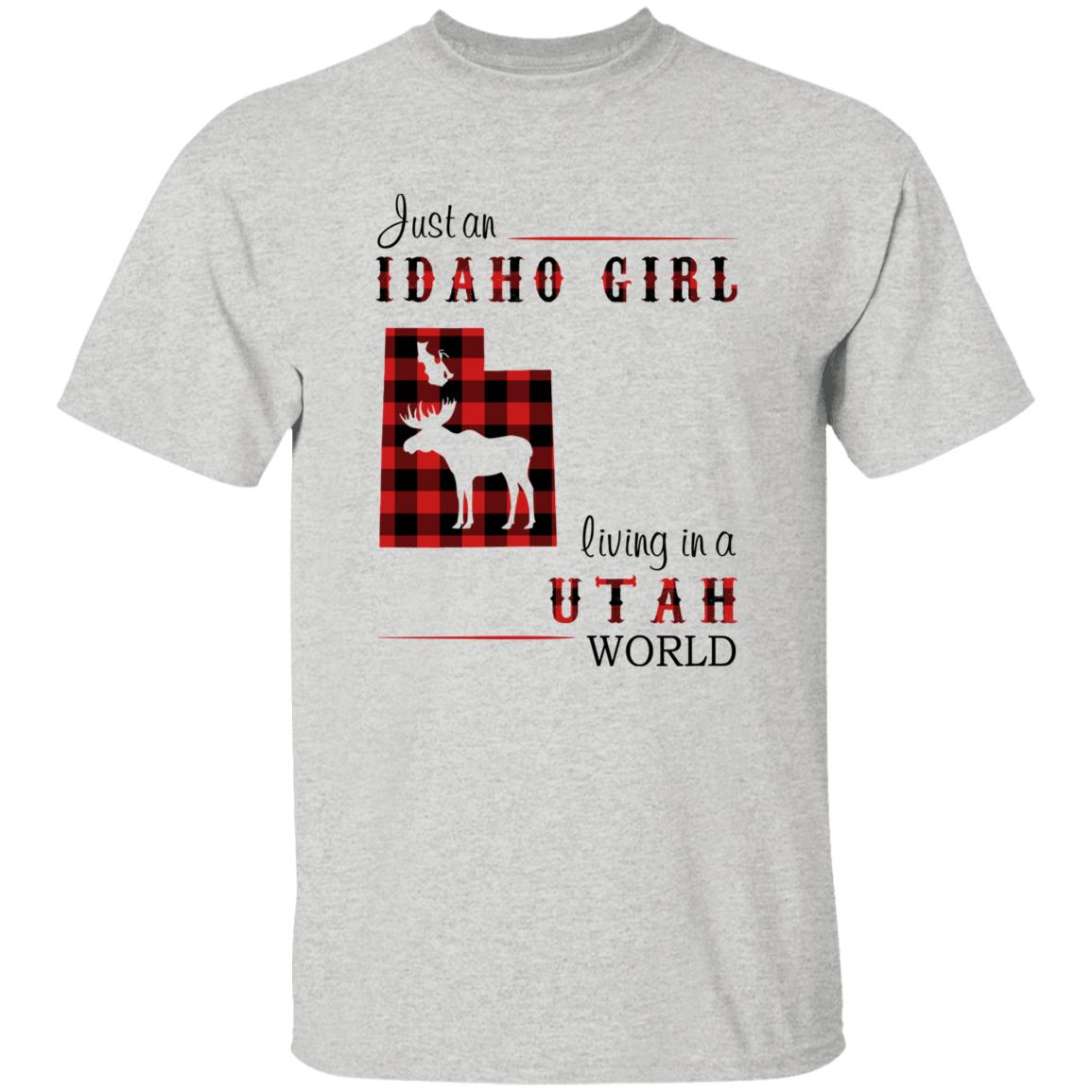 Just An Idaho Girl Living In A Utah World T-shirt - T-shirt Born Live Plaid Red Teezalo
