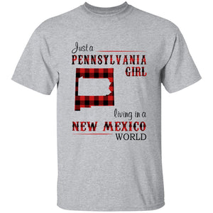 Just A Pennsylvania Girl Living In A New Mexico World T-shirt - T-shirt Born Live Plaid Red Teezalo