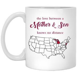 New Jersey Michigan The Love Between Mother And Son Mug - Mug Teezalo