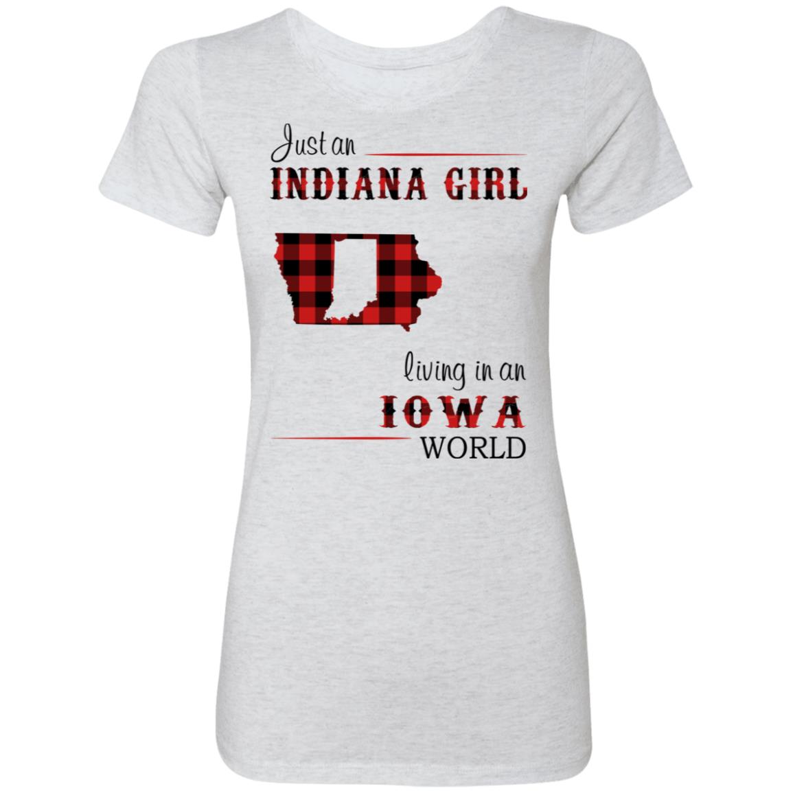 Just An Indiana Girl Living In An Iowa World T-Shirt - T-shirt Born Live Plaid Red Teezalo