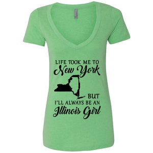Life Took Me To New York Always Be An Illinois Girl T-shirt - T-shirt Teezalo