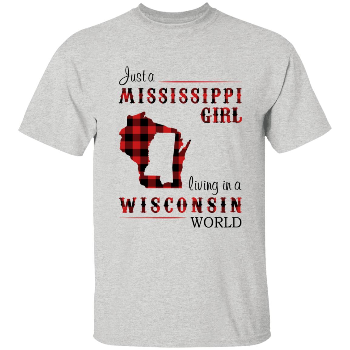 Just A Mississippi Girl Living In A Wisconsin World T-shirt - T-shirt Born Live Plaid Red Teezalo