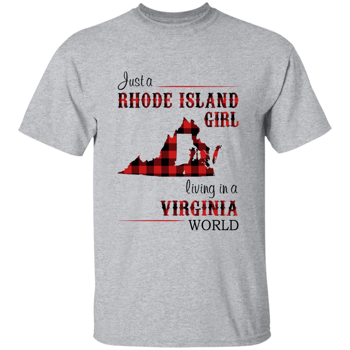 Just A Rhode Island  Girl Living In A Virginia World T-shirt - T-shirt Born Live Plaid Red Teezalo