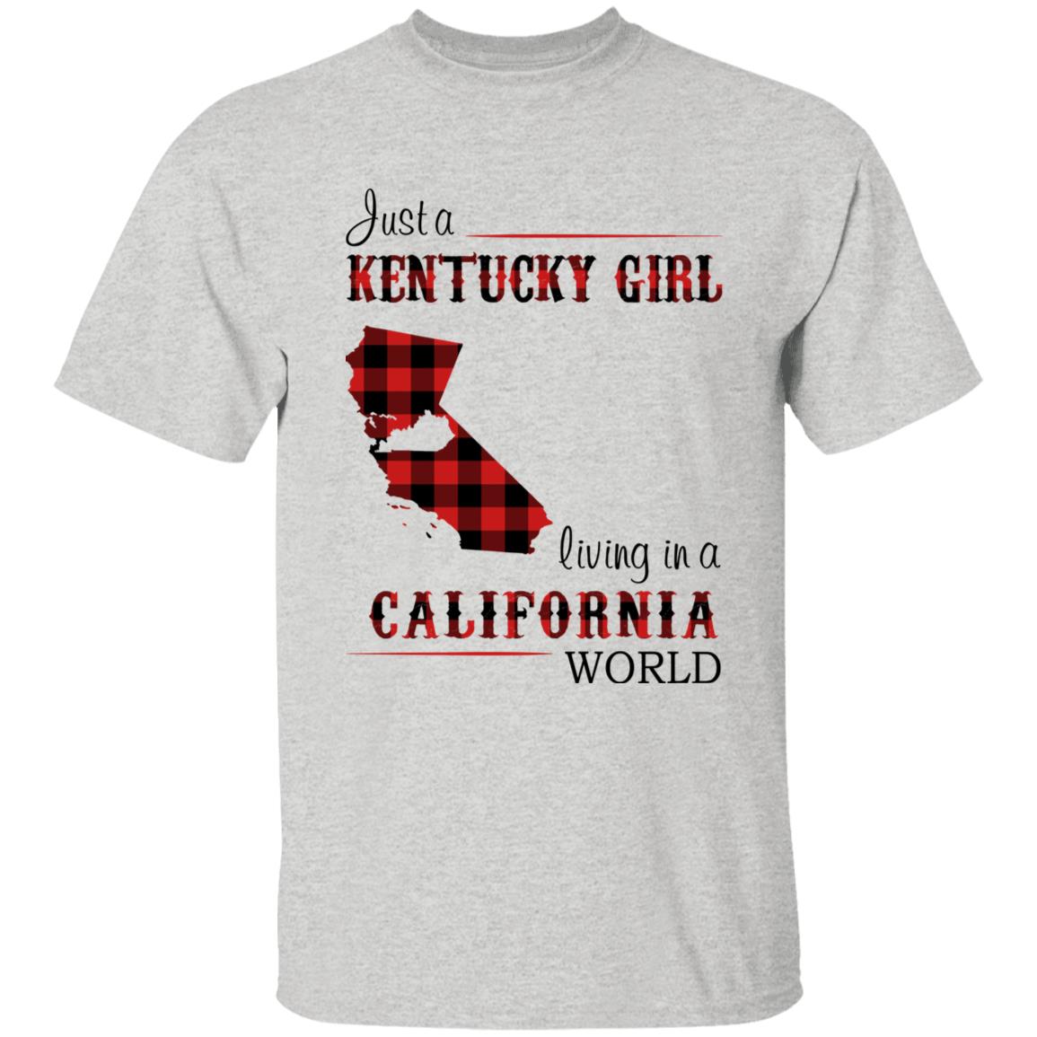 Just A Kentucky Girl Living In A California World T-shirt - T-shirt Born Live Plaid Red Teezalo