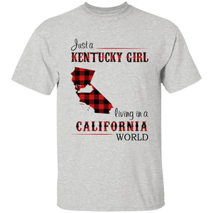 Just A Kentucky Girl Living In A California World T-shirt - T-shirt Born Live Plaid Red Teezalo