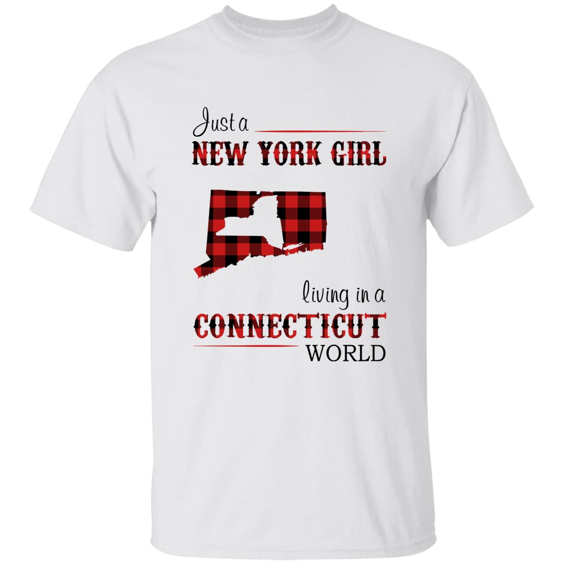 Just A New York Girl Living In A Connecticut World T-shirt - T-shirt Born Live Plaid Red Teezalo