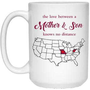 West Virginia Missouri The Love Between Mother And Son Mug - Mug Teezalo