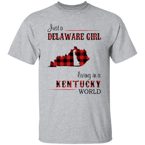 Just A Delaware Girl Living In A Kentucky Girl T-shirt - T-shirt Born Live Plaid Red Teezalo