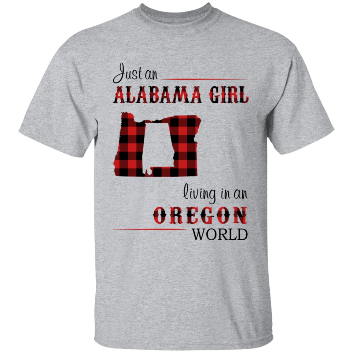 Just An Alabama Girl Living In An Oregon World T-shirt - T-shirt Born Live Plaid Red Teezalo