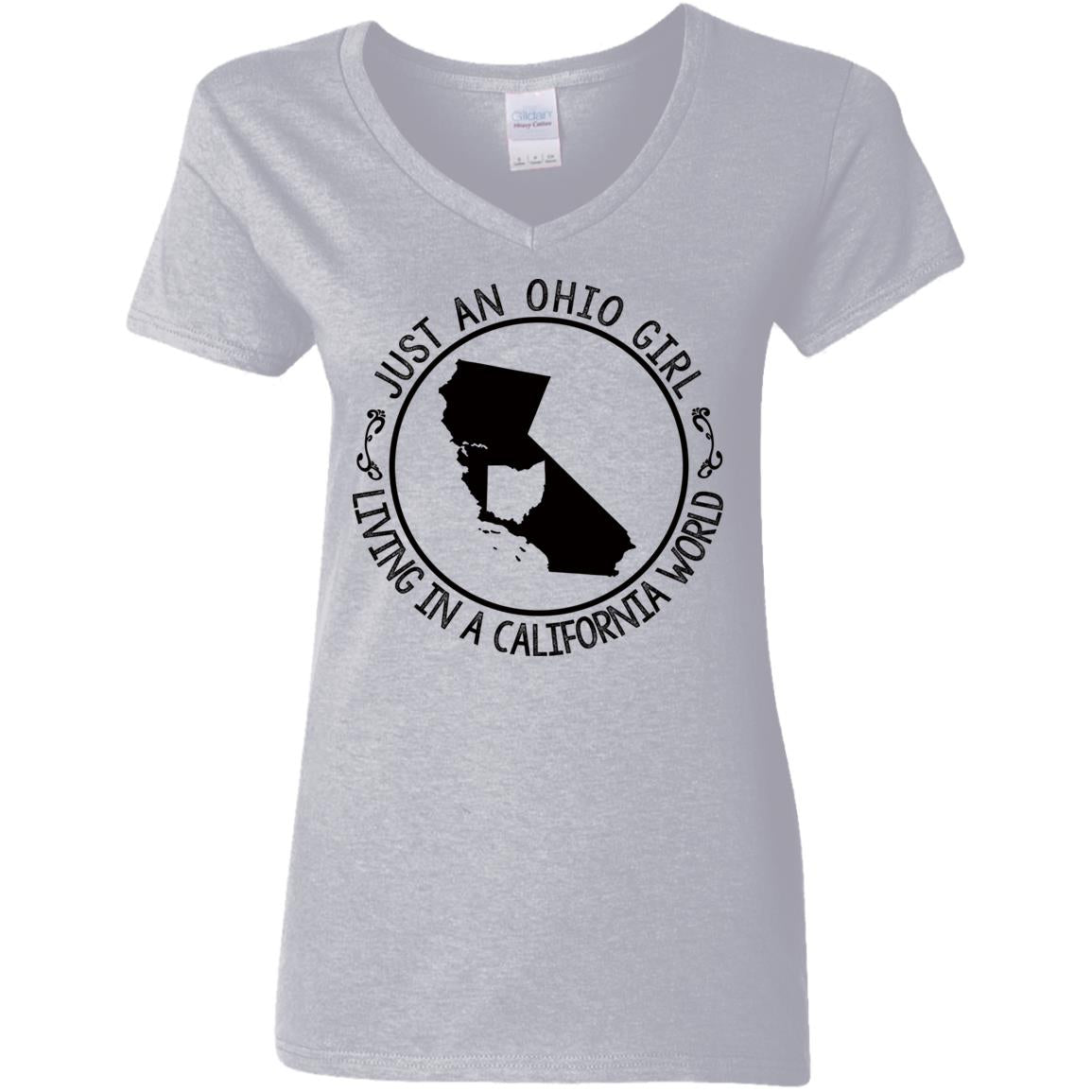 Just An Ohio Girl Living In A California World T-Shirt - T-shirt Teezalo