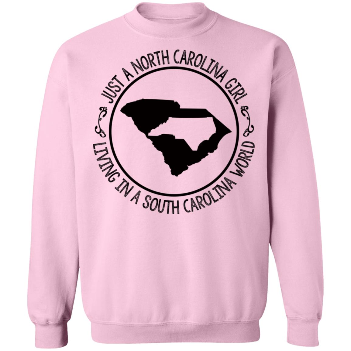 North Carolina Girl Living In South Carolina World T- Shirt - T-shirt Teezalo