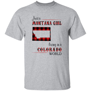 Just A Montana Girl Living In A Colorado World T-shirt - T-shirt Born Live Plaid Red Teezalo
