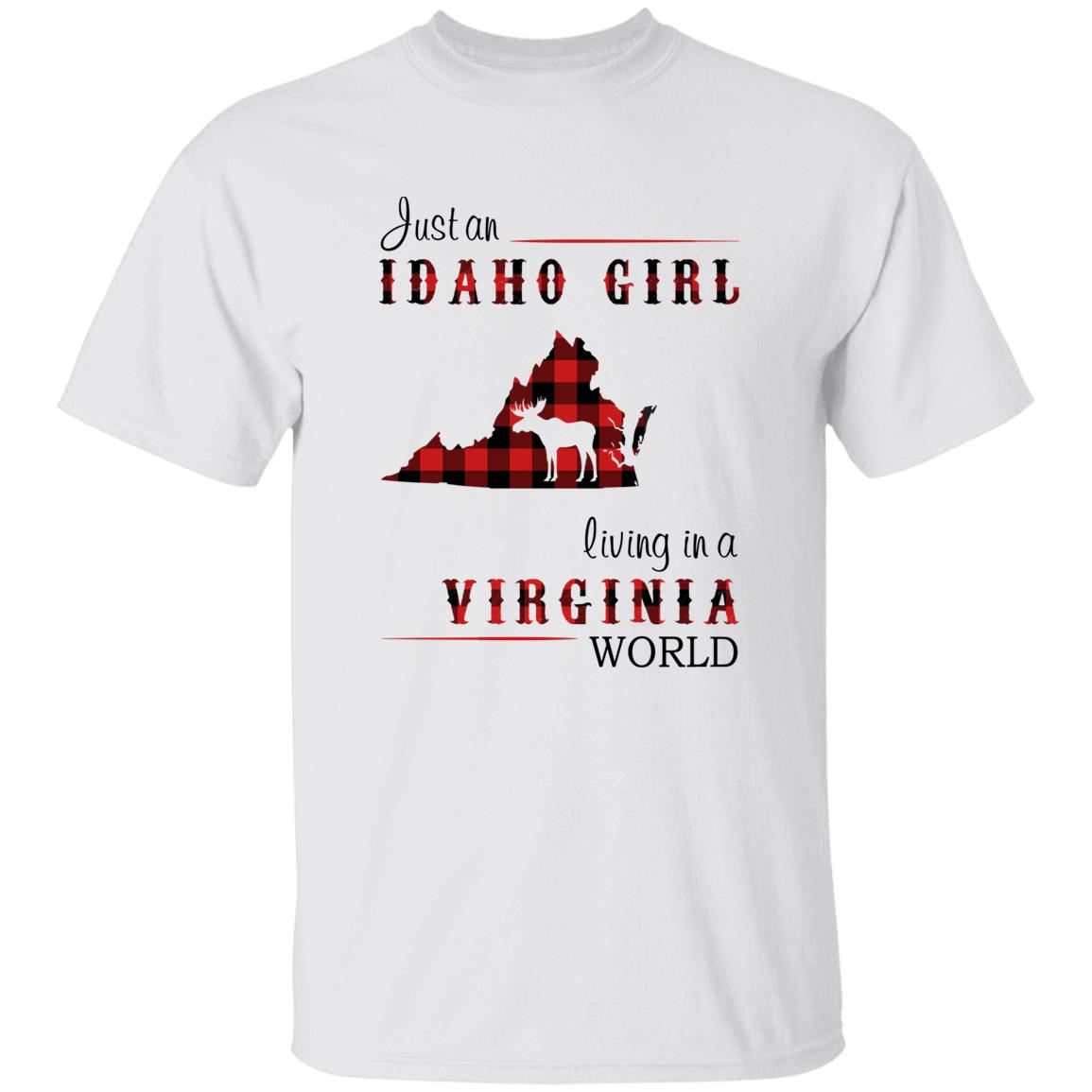 Just An Idaho Girl Living In A Virginia World T-shirt - T-shirt Born Live Plaid Red Teezalo