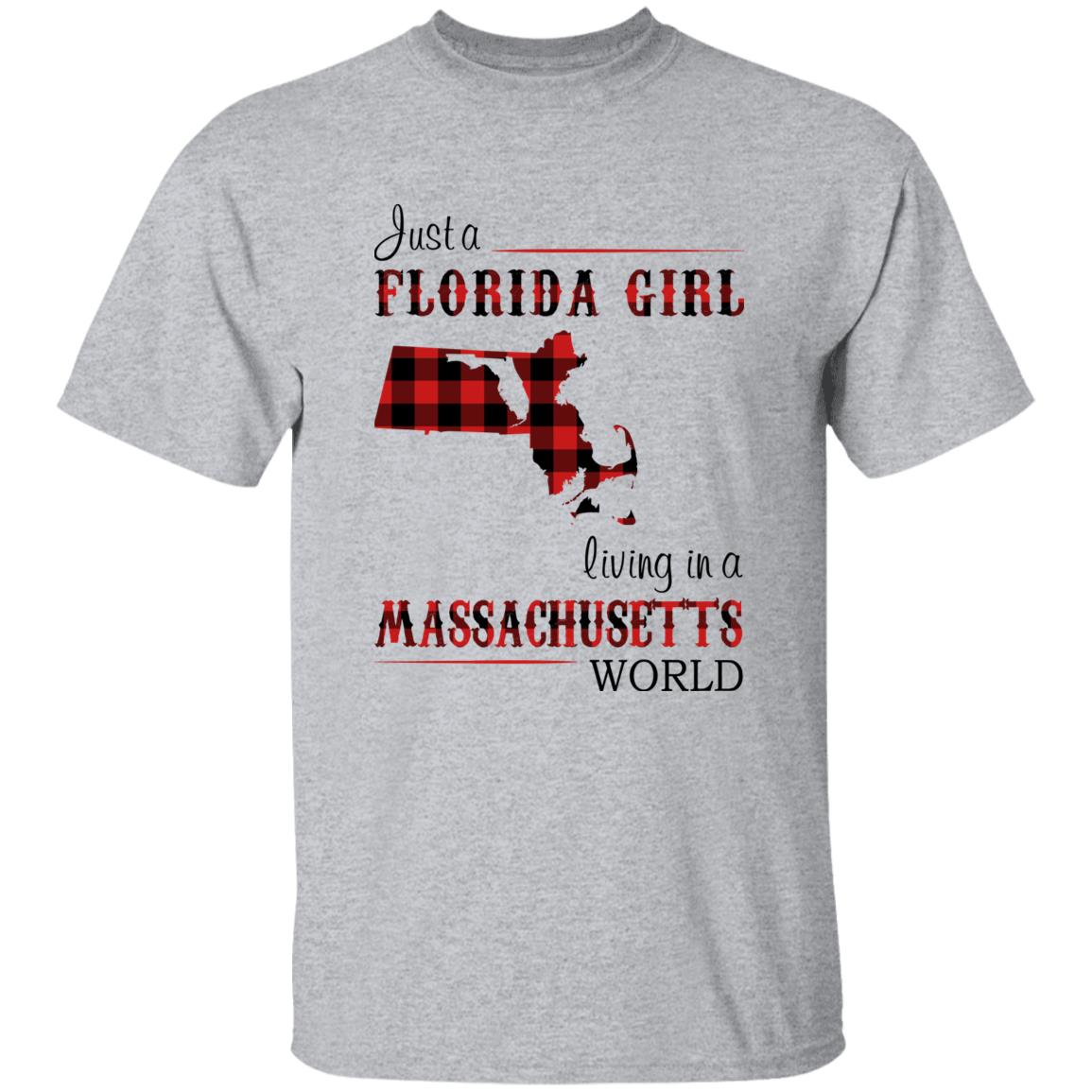 Just Florida Girl Living In A Massachusetts World T-shirt - T-shirt Born Live Plaid Red Teezalo