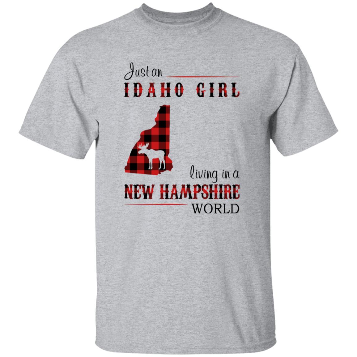 Just An Idaho Girl Living In A New Hampshire World T-shirt - T-shirt Born Live Plaid Red Teezalo
