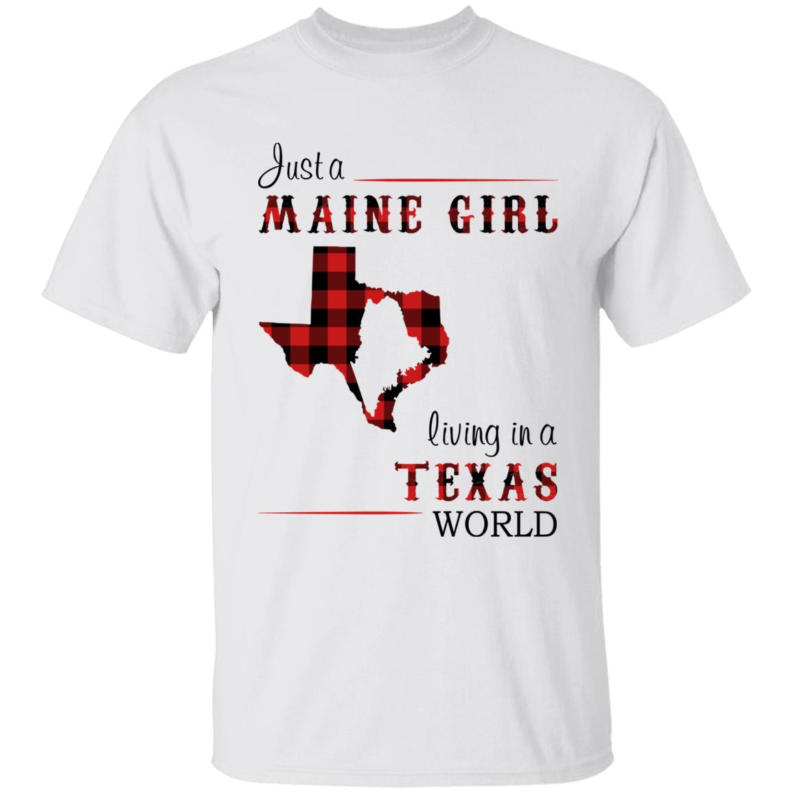 Just A Maine Girl Living In A Texas World T-shirt - T-shirt Born Live Plaid Red Teezalo